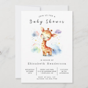 Rustieke bewerkbare Giraffe Baby shower Kaart