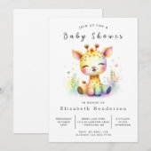 Rustieke bewerkbare Giraffe Baby shower Kaart (Voorkant / Achterkant)