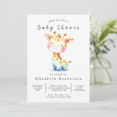 Rustieke bewerkbare Giraffe Baby shower Kaart (Staand voorkant)