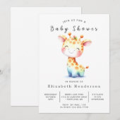 Rustieke bewerkbare Giraffe Baby shower Kaart (Voorkant / Achterkant)