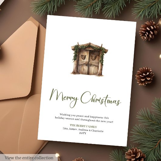 Rustieke bewerkbare warme kerstgroet feestdagenkaart