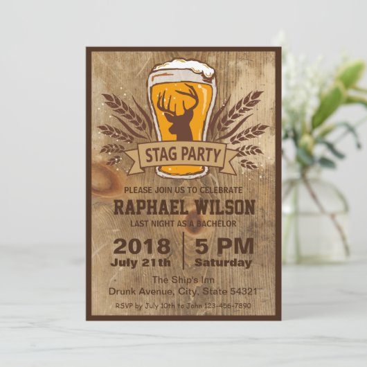 Rustieke bier- & vrijgezellenkaart voor mannen kaart (Staand voorkant)