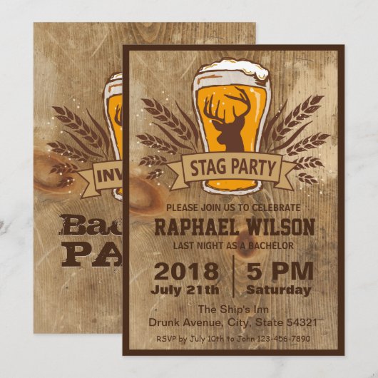Rustieke bier- & vrijgezellenkaart voor mannen kaart (Voorkant / Achterkant)
