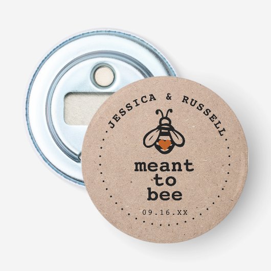Rustieke Bij Gepland Huwelijk Button Flesopener (Voorkant)