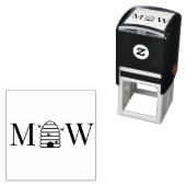 Rustieke Bijenkorf met Bijen Echtpaar Trouw 2 Init Zelfinktende Stempel (In situ)