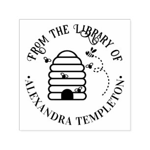 Rustieke bijenkorf, Vliegende Bijen #1 Bibliotheek Zelfinktende Stempel