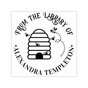 Rustieke Bijenkorf, Vliegende Bijen #1 Bibliotheek Zelfinktende Stempel