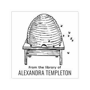 Rustieke bijenkorf, Vliegende Bijen #2 Bibliotheek Zelfinktende Stempel