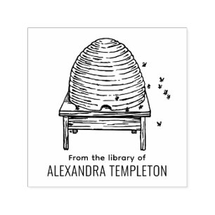 Rustieke Bijenkorf, Vliegende Bijen #2 Bibliotheek Zelfinktende Stempel