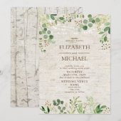 Rustieke Birch Botanicals Forest Outdoor Wedding Kaart (Voorkant / Achterkant)