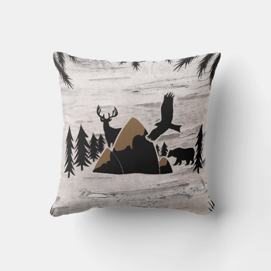 Rustieke Birch Outdoor Wilderness Een 1e verjaarda Kussen (Achterkant)