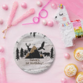 Rustieke Birch Outdoor Wilderness Een 1e verjaarda Papieren Bordje (Feest)