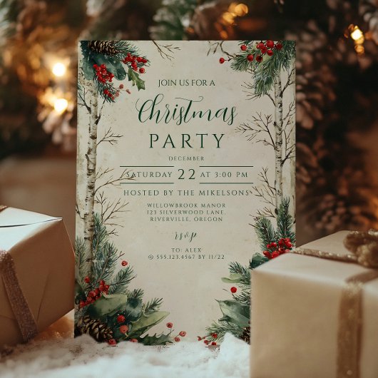 Rustieke Birch Pinecone kerstfeest Kaart