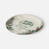 Rustieke Birch Pinecone kerstfeest Papieren Bordje (Gekanteld)