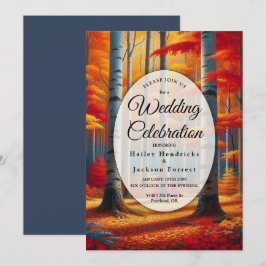 Rustieke Birch Tree Fall Wedding Kaart