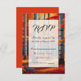 Rustieke Birch Tree Fall Wedding RSVP Kaartje