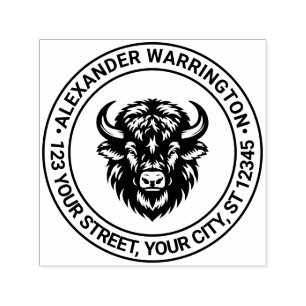 Rustieke Bisonhoofd #1 Familienaam Datum Opricht Zelfinktende Stempel