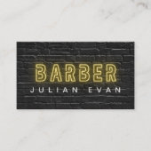 Rustieke Black Brick Wall Neon Typography Barber Visitekaartje (Voorkant)