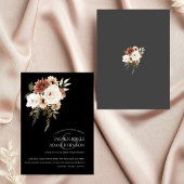 Rustieke Black en Peach Floral bruiloft uitnodigin Kaart