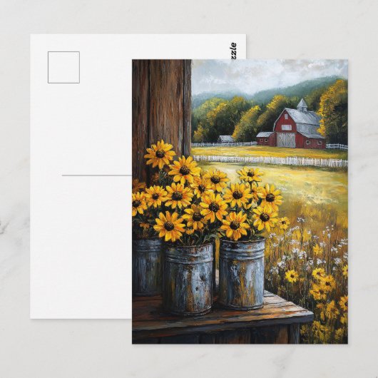 Rustieke Black-Eyed Susan in Canisters Briefkaart (Voorkant / Achterkant)