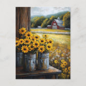 Rustieke Black-Eyed Susan in Canisters Briefkaart (Voorkant)