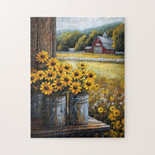 Rustieke Black-Eyed Susan in Canisters Legpuzzel