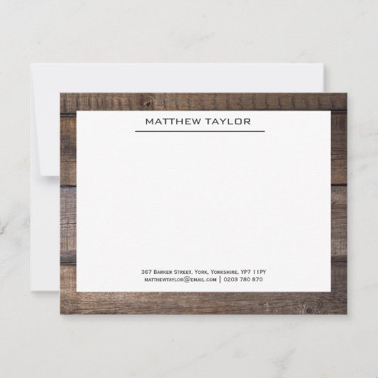 Rustieke Black Lined Professionele Bedrijf Notitiekaartje (Voorkant)