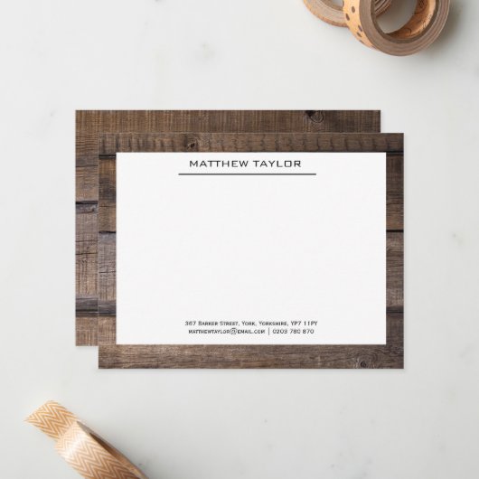 Rustieke Black Lined Professionele Bedrijf Notitiekaartje (Voorkant / Achterkant in situ)