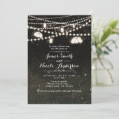 Rustieke Black Night Sky Mason Jar Lights bruiloft Kaart (Staand voorkant)