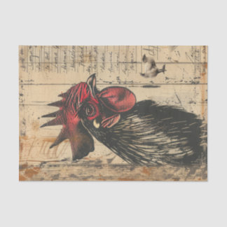 Rustieke Black Rooster Kip Decoupage Tissuepapier