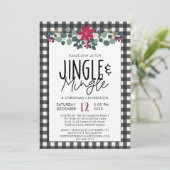 Rustieke Black White Buffalo Plaid Kerstfeest Kaart (Staand voorkant)