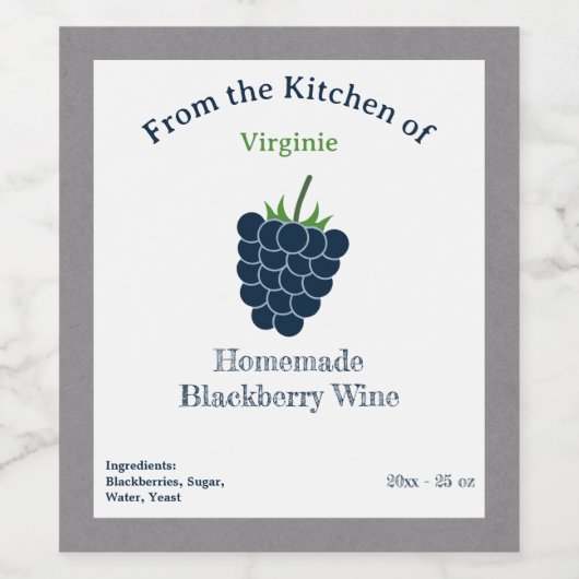 Rustieke BlackBerry Wijnfles Label Sticker (Enkel label)