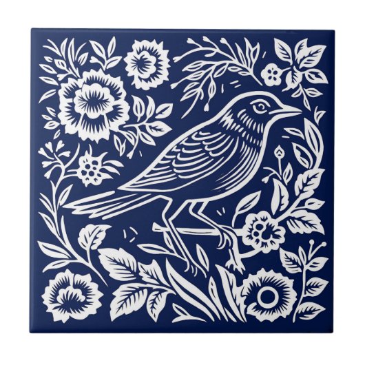 Rustieke Blackbird keramiek Tegeltje (Voorkant)