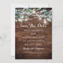 Rustieke blad slingerlichten hout Save The Date