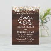 Rustieke blad slingerlichten hout Save The Date Kaart (Staand voorkant)