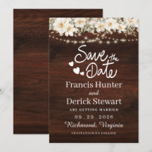 Rustieke blad slingerlichten hout Save The Date