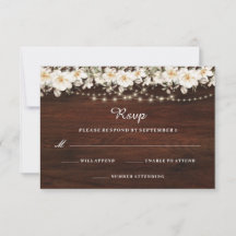 Rustieke blad slingerlichten Houten bruiloft RSVP