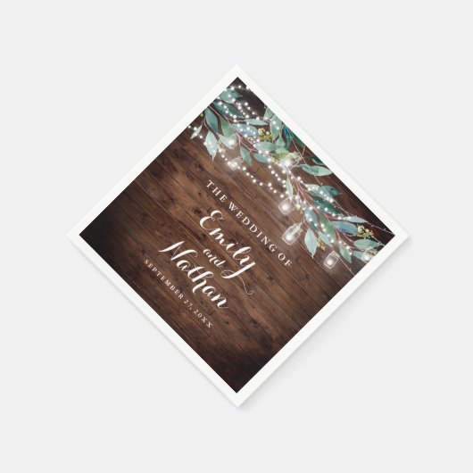 Rustieke blad slingerlichten Huwelijk Servet (Hoek)