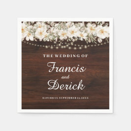 Rustieke blad slingerlichten Huwelijk Servet