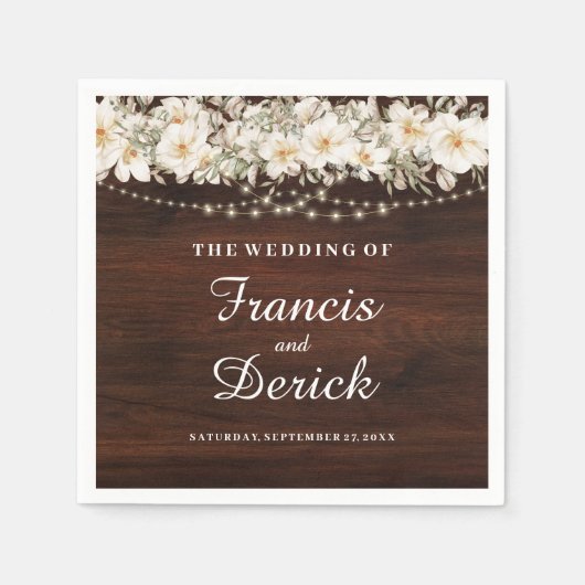 Rustieke blad slingerlichten Huwelijk Servet (Voorkant)