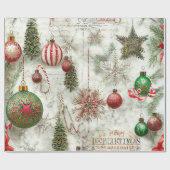 rustieke bladeren en ornamenten kerst cadeaupapier (Vlak)