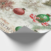 rustieke bladeren en ornamenten kerst cadeaupapier (Hoek)