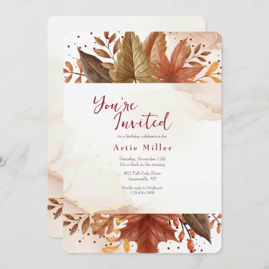 Rustieke Bladeren Kaart (Voorkant / Achterkant)