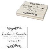 Rustieke bladeren & kalligrafie script retouradres rubberstempel (Gestempeld)