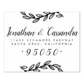 Rustieke bladeren & kalligrafie script retouradres rubberstempel (Afrduk)