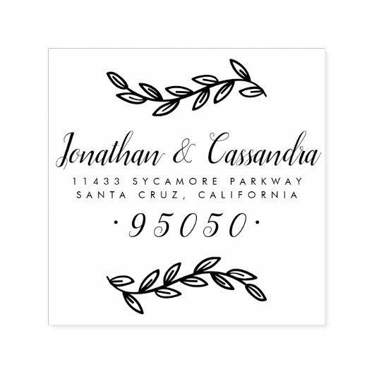Rustieke bladeren & kalligrafie script retouradres  zelfinktende stempel (Design)