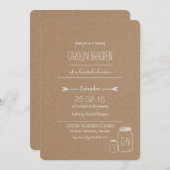 Rustieke bladeren| Masonjar | Hart Vrijgezellenfee Kaart (Voorkant / Achterkant)