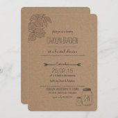 Rustieke bladeren| Masonjar | Hart Vrijgezellenfee Kaart (Voorkant / Achterkant)