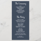 Rustieke bladeren op marineblauw huwelijksprogramm programmakaart (Achterkant)