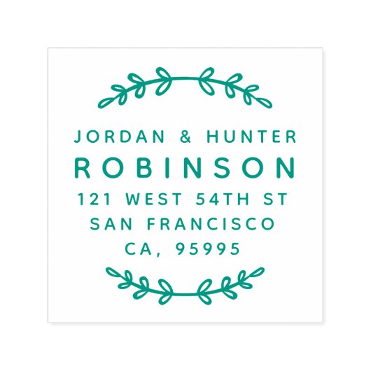 Rustieke bladeren Rond getrouwd paar retour adres Zelfinktende Stempel (Design)